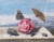Digital Print - Still Life With Insects Around A Rose On A Stone Ledge by Margareta de Heer