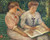 Digital Print - Blanche Viau et Alice Viau (Deux jeunes filles lisant sur un banc) by Georges d'Espagnat