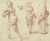 Digital Print - Two Pilgrims and a Standing Woman in Profile by Jean-Antoine Watteau
