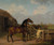 Digital Print - Bay Ascham, a stallion, led through a gate to a mare by Jacques-Laurent Agasse