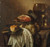 Digital Print - A pewter platter with a knife and bread roll, a wicker basket with a joint of ham, grapes and a pear, a roemer of wine on a partly-draped table by Cornelis Kruys