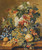Digital Print - A Still Life With A Basket Of Fruit, NutsAnd Flowers On A Stone Ledge by Jacobus Linthorst