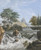 Digital Print - Wasserfall im Gebirge, am Ufer und im Hintergrund Nadelhlzer by Johann David Passavant