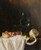 Digital Print - A Still Life With A Roemer, A Peeled Lemon, Cherries And A Bread Roll On A Partly-Draped Table by Gillis Gillisz. de Bergh
