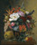 Digital Print - Exotic blooms in a Greciankrater with fruit on a marble ledge by Johan Laurentz Jensen