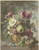 Digital Print - Blumenstrau in einem figurativ mit einem Putto gestaltenen Topf, dabei ein Vogelnest, im Hintergrund eine Statue by Willem van Leen