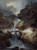 Digital Print - Wasserfall in einer Felsenschlucht bei Gewitterstimmung by Johann Heinrich West