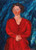 Digital Print - La Femme en rouge au fond bleu by Cham Soutine