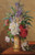 Digital Print - A Lavish Bouquet of Flowers with Peonies in a Vase with the Image of a Saint by Charles Philipard