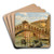 Venice, View of the Rialto Bridge by Luigi Ferrazzi Art Drink Coaster set Venice, View of the Rialto Bridge by Luigi Ferrazzi Art Drink Coaster set