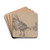 Study of Turkeys by David Cox Drink Coasters - set of 4