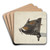 Carving - Boar's Head by Joseph Goldberg Art Drink Coaster set
