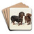 Four Dachshunds by Carl Reichert Art Drink Coaster set