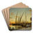 Feluccas on the Nile by Hermann David Salomon Corrodi Art Drink Coaster set Feluccas on the Nile by Hermann David Salomon Corrodi Art Drink Coaster set