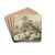 Bewaldete Anhhe hinter einem Acker, Staffagefiguren auf dem Weg und dem Feld by Johann Alexander Thiele Drink Coasters - set of 4