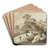 Bewaldete Anhhe hinter einem Acker, Staffagefiguren auf dem Weg und dem Feld by Johann Alexander Thiele Art Drink Coaster set