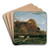 Herbstliche Aulandschaft Abendstimmung by Charles Franois Daubigny Art Drink Coaster set