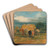 A Harvest Scene with Workers Loading Hay on to a Farm Wagon by James Ward Art Drink Coaster set