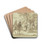 Rechts an einem Berghang eine Gruppe von vier Personen mit einem Kind bei einer Feuerstelle by Johann Andreas Herrlein Drink Coasters - set of 4