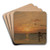 Solnedgang, Hvaler by Amaldus Nielsen Art Drink Coaster set