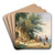 Sommerliche Landschaft mit Bauern bei der Flachsverarbeitung by Anton Doll Art Drink Coaster set