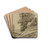 Landstrae durch den Wald, rechts unter hohen Bumen auf einem Abhang eine Htte by Jacob Esselens Drink Coasters - set of 4
