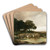 Sheep in rainy landscape by Adolf Kaufmann Art Drink Coaster set