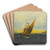 Sailing off the coast by Constantinos Volanakis Art Drink Coaster set