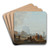 The Shore Of A Riverwithboats by Abraham-Louis-Rodolphe Ducros Art Drink Coaster set