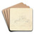 Sketch of Castle Ruins by Thomas Bradshaw Art Drink Coaster set