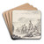 Soldaten zu Pferde und zu Fu bei einem Schanzkorbe mit Frauen und Kindern by Charles Parrocel Art Drink Coaster set