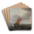 ARiver Estuary With Light Shipping In A Strong Breeze, A View Of Haarlem Beyond by Justus de Verwer Art Drink Coaster set ARiver Estuary With Light Shipping In A Strong Breeze, A View Of Haarlem Beyond by Justus de Verwer Art Drink Coaster set