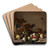A fruit still life with a wicker basket, shells and a butterfly by Balthasar van der Ast Art Drink Coaster set A fruit still life with a wicker basket, shells and a butterfly by Balthasar van der Ast Art Drink Coaster set