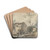 Mill with Bridge and Figures by Louis Gabriel Moreau Drink Coasters - set of 4 Mill with Bridge and Figures by Louis Gabriel Moreau Drink Coasters - set of 4