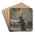 Man knielt bij het bed van een vrouw by H.C. Louwerse Art Drink Coaster set