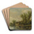 A River Estuary With Two Peasants Fishing In A Rowing Boat Near A Farmhouse by Pieter de Neyn Art Drink Coaster set
