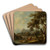 Mountain landscape with cattle at the waterhole by Giovanni Battista Cimaroli Art Drink Coaster set Mountain landscape with cattle at the waterhole by Giovanni Battista Cimaroli Art Drink Coaster set