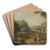 A Landscape With A Roman Ruin And Figures Resting Beside A Stream by Giuseppe Zais Art Drink Coaster set A Landscape With A Roman Ruin And Figures Resting Beside A Stream by Giuseppe Zais Art Drink Coaster set
