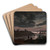 Larvik by Moonlight by Johan Christian Dahl Art Drink Coaster set