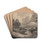Mountain Landscape with Castle Ruins on a Cliff by John Varley Drink Coasters - set of 4 Mountain Landscape with Castle Ruins on a Cliff by John Varley Drink Coasters - set of 4