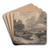 Mountain Landscape with Castle Ruins on a Cliff by John Varley Art Drink Coaster set Mountain Landscape with Castle Ruins on a Cliff by John Varley Art Drink Coaster set