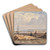 Seashore with Two Figures and a Distant Town by John Varley Art Drink Coaster set