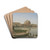 A View across the Tiber from Trastevere towards Castel S. Angelo by Christoffer Wilhelm Eckersberg Drink Coasters - set of 4 A View across the Tiber from Trastevere towards Castel S. Angelo by Christoffer Wilhelm Eckersberg Drink Coasters - set of 4