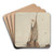 Sloep bij een zeilschip op het water by Johan Conrad Greive Art Drink Coaster set