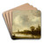River Landscape with a Church in the Distance by Jan van Goyen Art Drink Coaster set