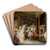 Elegant figures entering sedan chairs in an interior by Jean-Paul Sinibaldi Art Drink Coaster set
