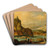 A rocky landscape with travellers on horseback near a stream by Joos de Momper Art Drink Coaster set