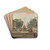 An Italianate Garden with a Parrot,a Poodle,and a Man by Isaac de Moucheron Drink Coasters - set of 4