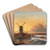 Fun On The Ice by Jan Jacob Coenraad Spohler Art Drink Coaster set Fun On The Ice by Jan Jacob Coenraad Spohler Art Drink Coaster set