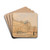 The University of Vienna on the Ringstrasse, with Horse-Drawn Tram and Figures, a view of the building still under construction in 1878 (erected by Heinrich von Ferstel 1873-1884) by Rudolf von Alt Drink Coasters - set of 4